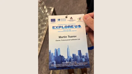 Landscape cover featuring the Explore US 2026 conference badge held by Martin Tsarev